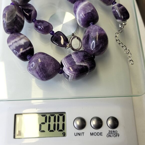 Chunky Amethyst Purple Necklace Fashion Gemstone Necklace - Picture 11 of 11